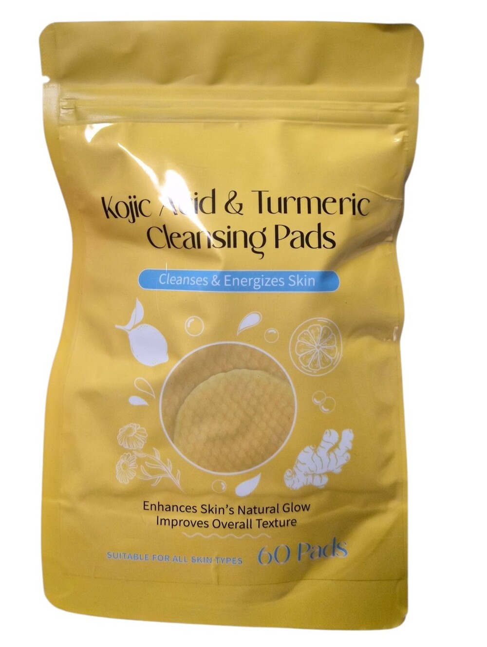 Kojic Acid & Turmeric Cleansing Pads 60 Count Brightening Exfoliating 1%